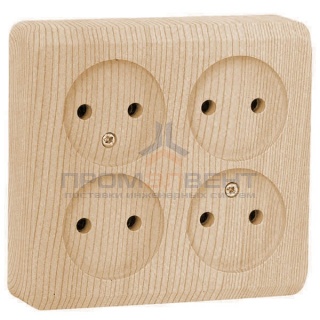 Розетка четверная б/з Этюд сосна [уп 7 шт]